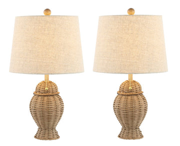 Margie Wicker 20.5" Bohemian Rustic Iron LED Table Lamp - JONATHAN Y